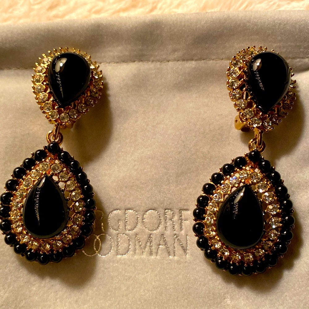 KJL Kenneth Jay Lane clip on earrings black